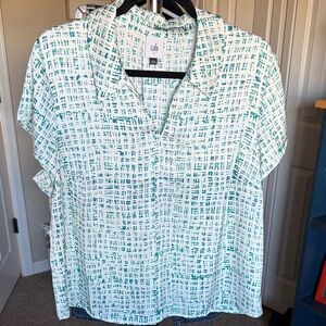 CAbi Teal and White Float Top